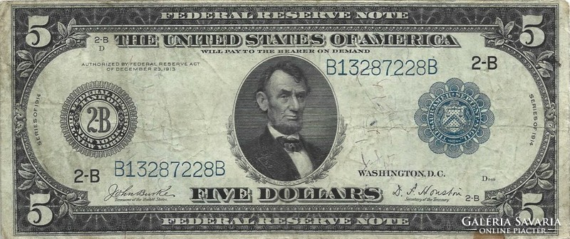 5 Dollars 1914 usa rare 2. Large