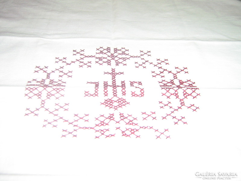 Charming embroidered home altar tablecloth with ihs embroidery