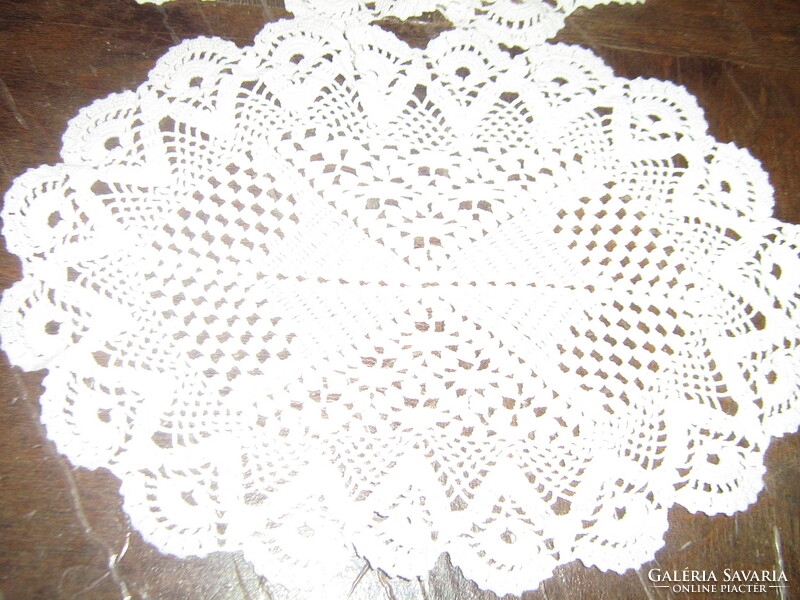 Cute hand crocheted white oval tablecloth 2 pcs