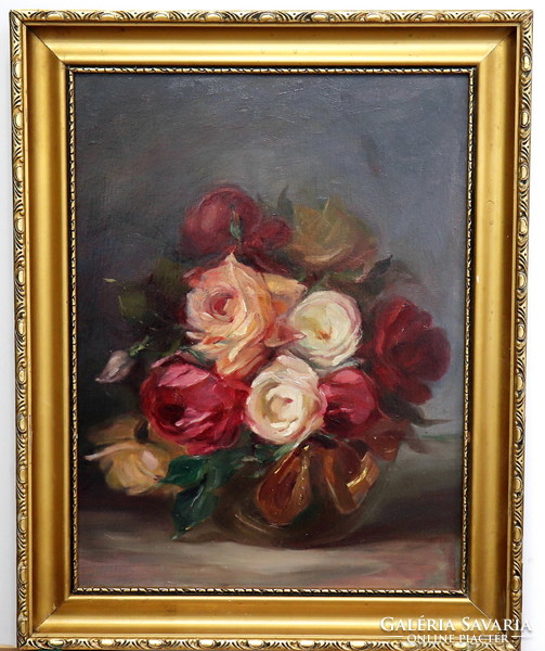 Austrian artist: roses, xix. Century