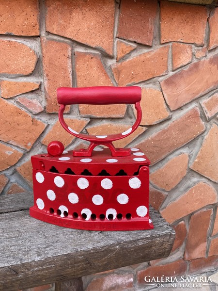 Polka Dot Watering Can Charcoal Iron Enamel Enamel Nostalgic Peasant Decoration