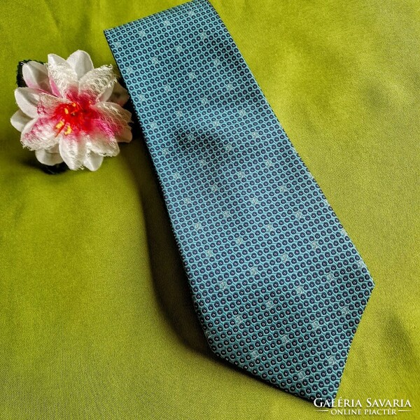 ESKÜVŐ NYK73 - Türkizkék alapú - selyem nyakkendő