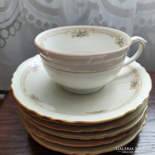Bareuther Bavarian German porcelain tea cup 6 pcs + saucer 5 pcs