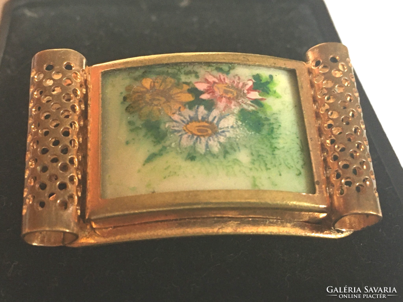 Pin_painted by hand - covered with plexiglass - fire gilded, in a metal frame - special!