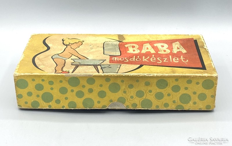 Ritka Baba Mosdókészlet retro papírdoboz c.1960