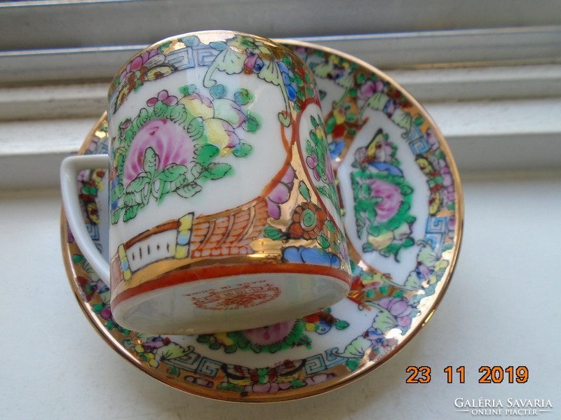 Jingdezhen famille rose gold enamel hand painted coffee cup with coaster