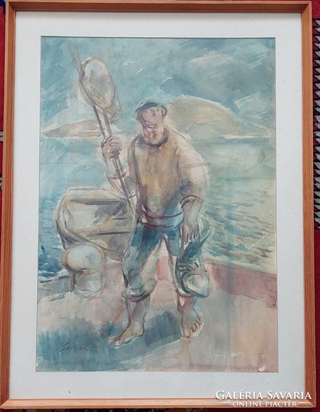 Zoltán Sárközy: fisherman (68 x 48 cm)