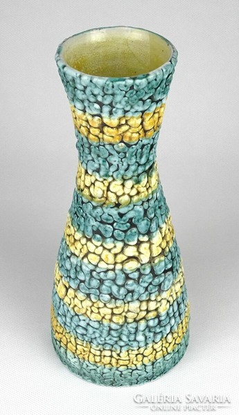 1N526 m. Kiss Katalin green yellow ceramic vase 22 cm