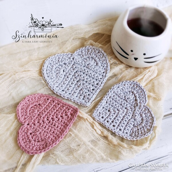 Crochet coaster set - pink misty mornings