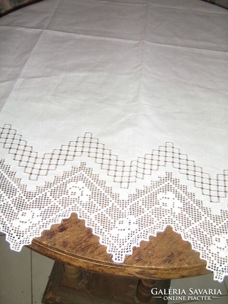 Beautiful snow white Italian madeira fillet rose lace curtain