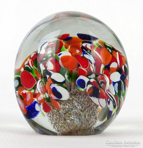 1O700 old Murano floral blown glass ornamental letter weight