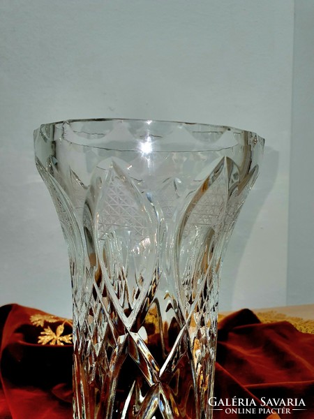 Large polished lead crystal vase.