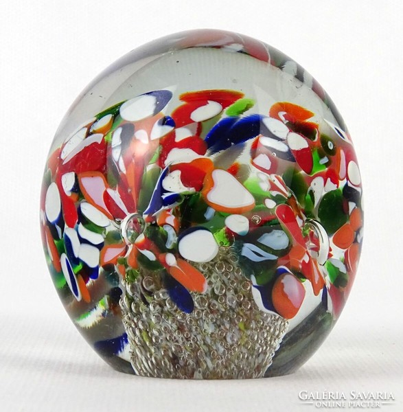 1O700 old Murano floral blown glass ornamental letter weight