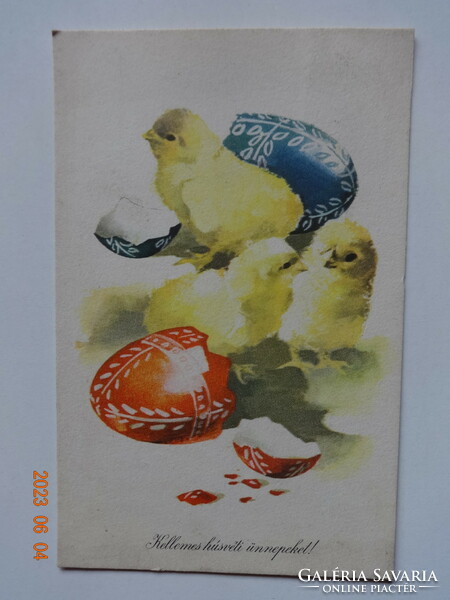Old graphic Easter greeting card - drawing by Louis the Greek