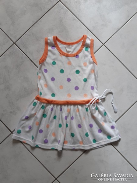 Dotted, sleeveless, cotton girl's dress - can be about 92