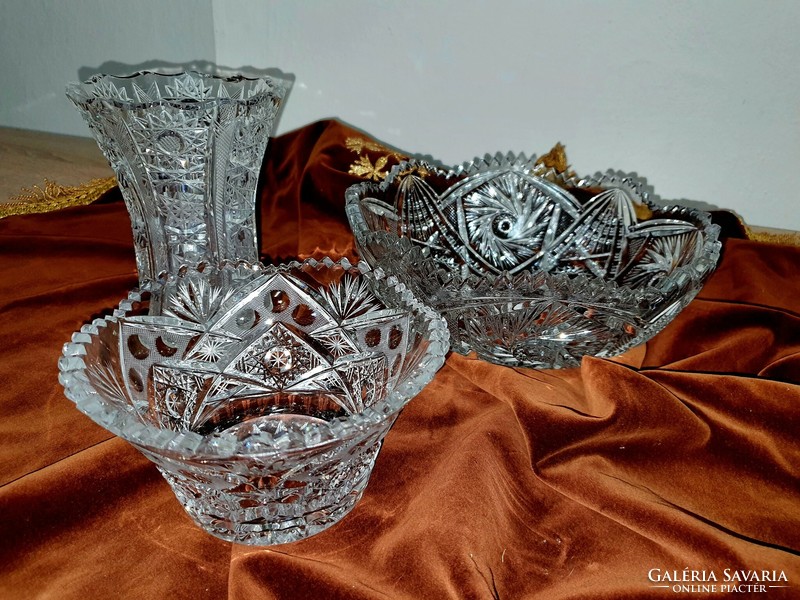 Bohemia crystal trio: vase, offering and centerpiece.