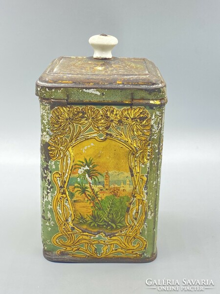 Rare art nouveau metal box with coffee inscription c.1910