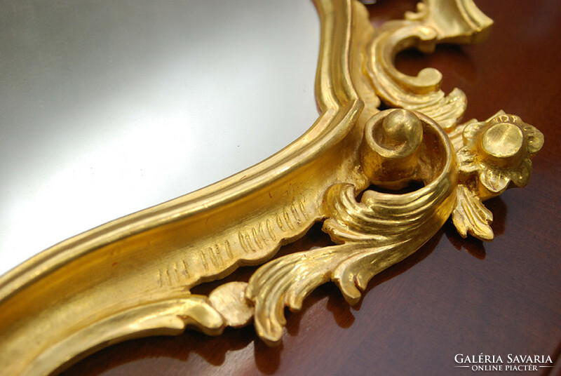 Baroque gilded wall mirror, wall arm