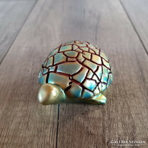 Old Zsolnay Turkish János modern cracked eosin turtle