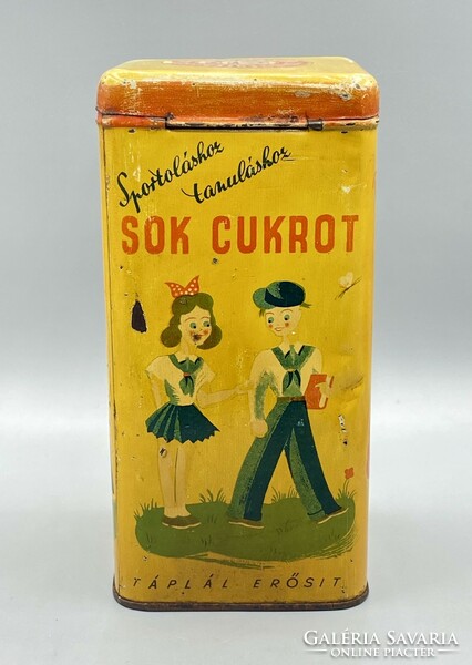 Régi SOK CUKROT cukorkás fémdoboz c.1948-50