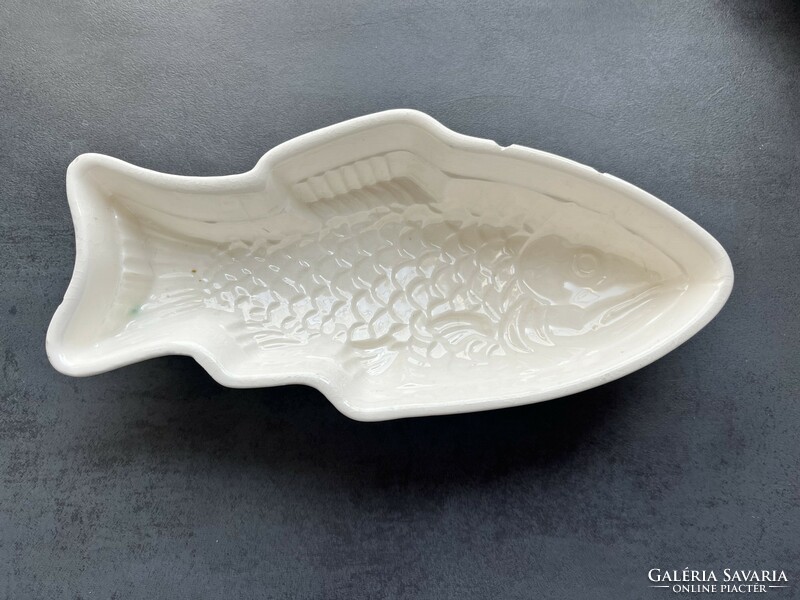 An old faience jelly and pudding mold with a very nice fish pattern