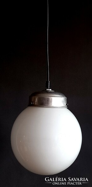 Bauhaus ceiling sphere lamp with milk glass shade, negotiable design