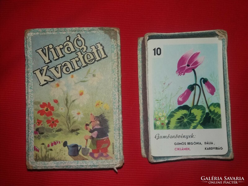 Old Hungarian card factory with a large backed flower quartet box with a green back, according to the pictures
