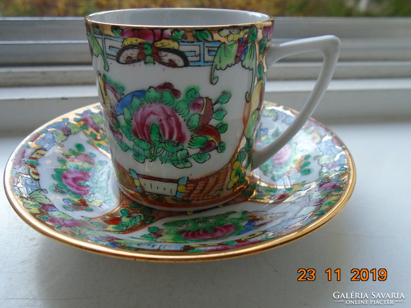 Jingdezhen famille rose gold enamel hand painted coffee cup with coaster