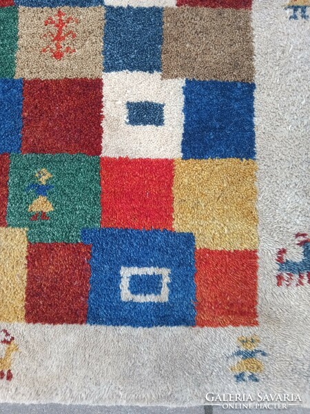 Hand-knotted Iranian gabbeh figural nomad rug. Negotiable.