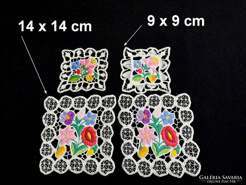 9 tablecloths embroidered with a Kalocsa flower pattern, size on the pictures