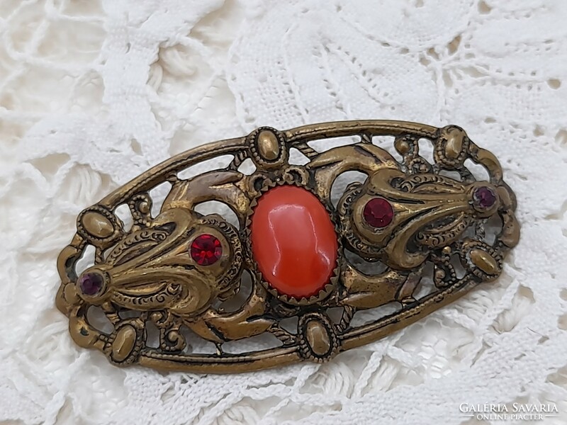 Antique openwork, rhinestone brooch, 5.2 cm