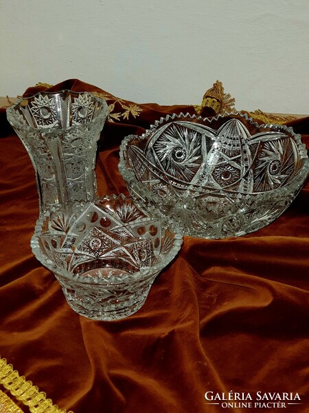 Bohemia crystal trio: vase, offering and centerpiece.