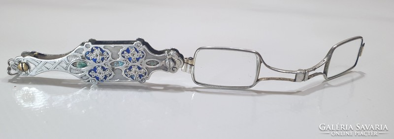 Silver lamp, glasses, cvicker decorated with enamel inlay