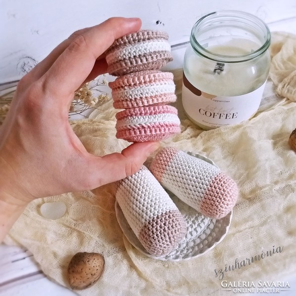 A selection of tea cakes for baby's kitchen - crocheted dessert