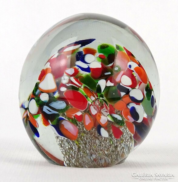1O700 old Murano floral blown glass ornamental letter weight