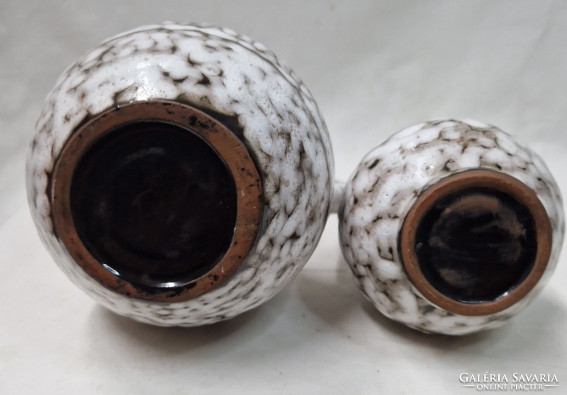 Retro applied art glazed ceramic vases in perfect condition sold together 30 and 16.5 cm