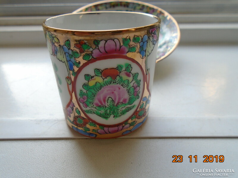 Jingdezhen famille rose gold enamel hand painted coffee cup with coaster