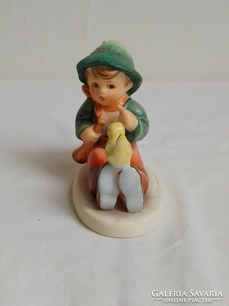 Hummel goebel singing lesson 'singing lesson' #63 collectible porcelain figurine boy with flute and yellow bird