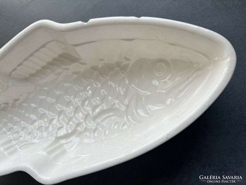 An old faience jelly and pudding mold with a very nice fish pattern