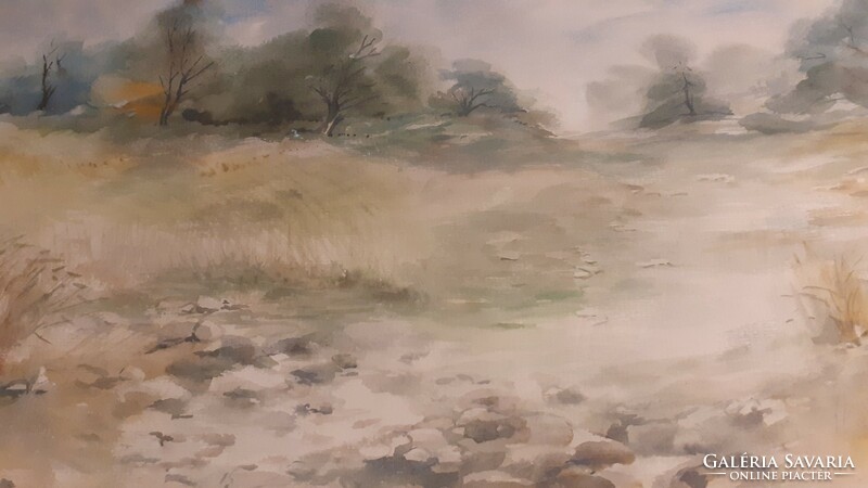 Hankó Béla szép akvarell festmény " Kiszáradt patak "  1985