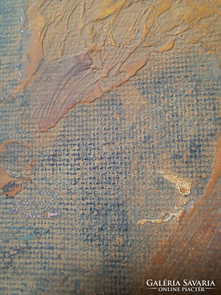 Absztrakt festmény keretben - feloldatlan szignóval, Ackres? - kortárs modern