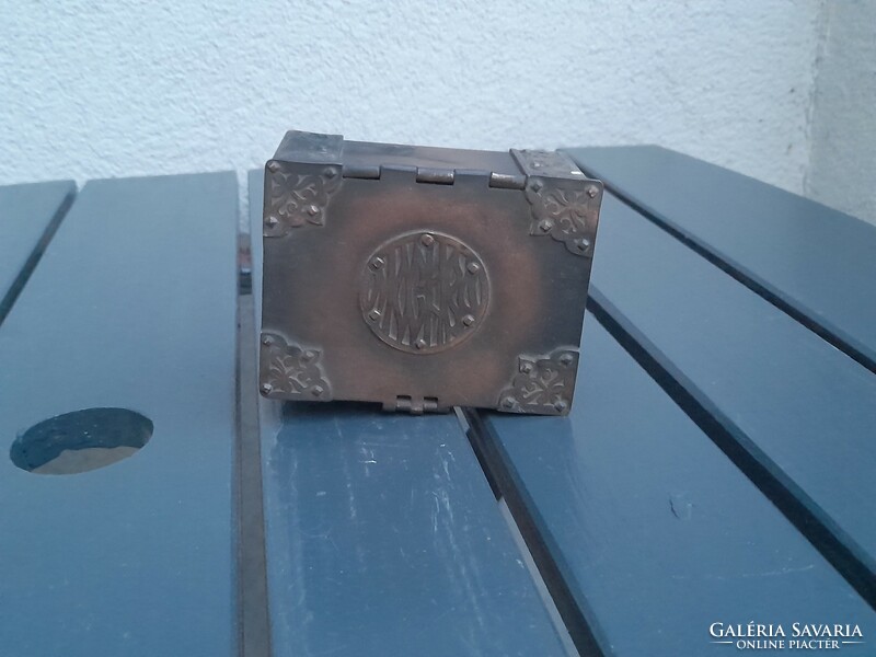 Small ornate copper or bronze treasure chest