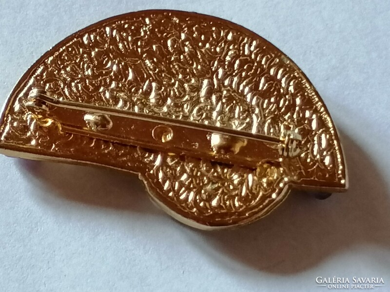 Retro, art deco, handmade, unique fire-gilded brooch 691.