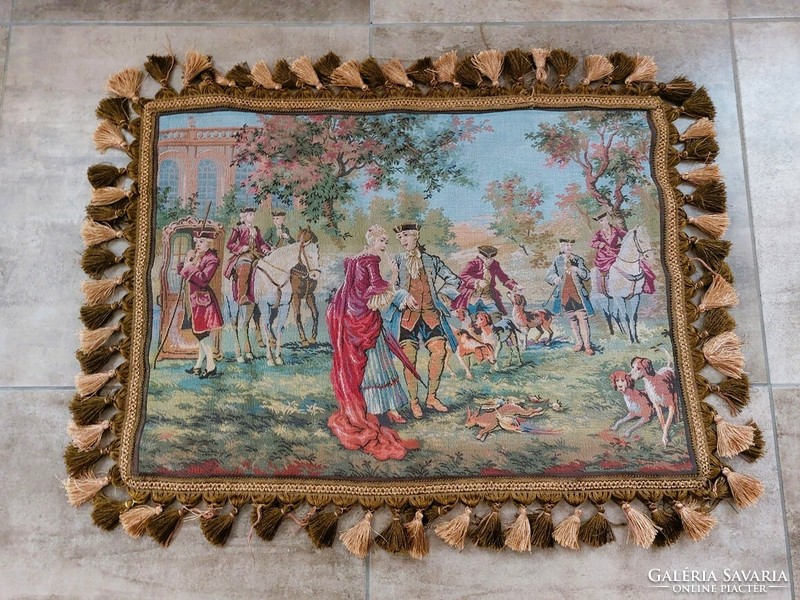 (K) antique tablecloth tapestry (?) 58X63 cm + fringes