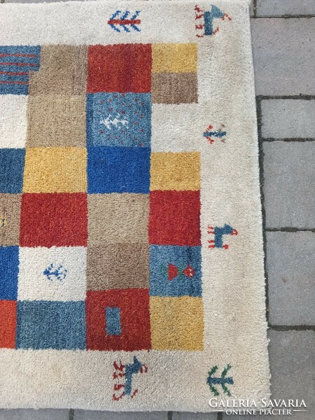 Hand-knotted Iranian gabbeh figural nomad rug. Negotiable.