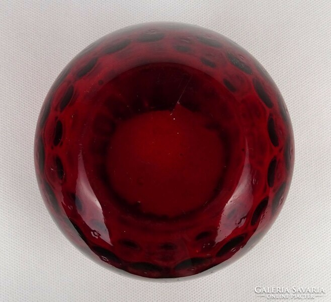 1O229 Piros fújt skandináv üveg váza gömbváza 10 cm