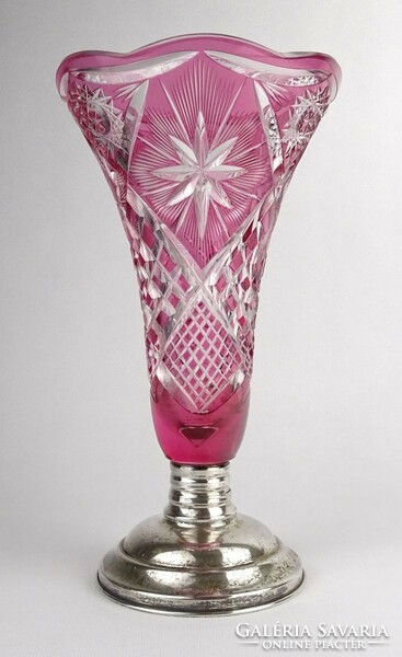 1P947 silver base polished pink crystal goblet 24.5 Cm