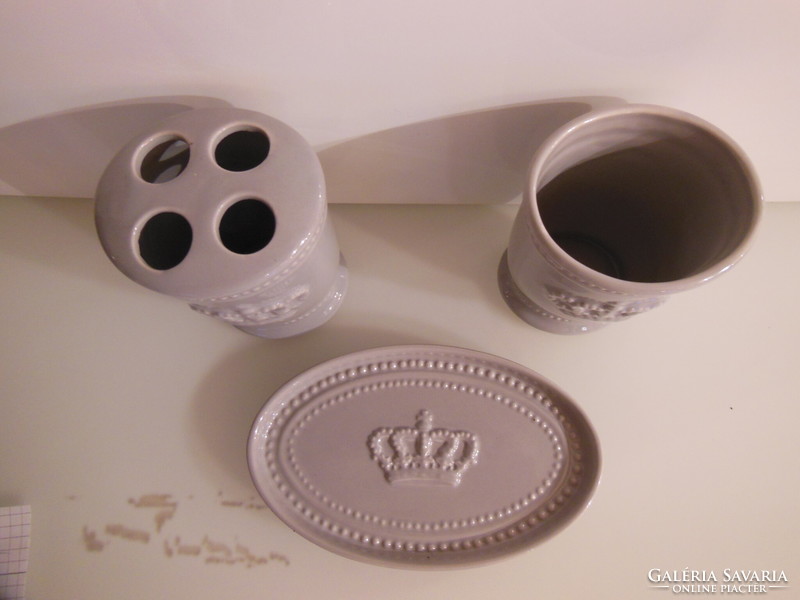 Bathroom set - new - 3 pcs - porcelain - toothbrush holder - 15 x 10 cm - - German