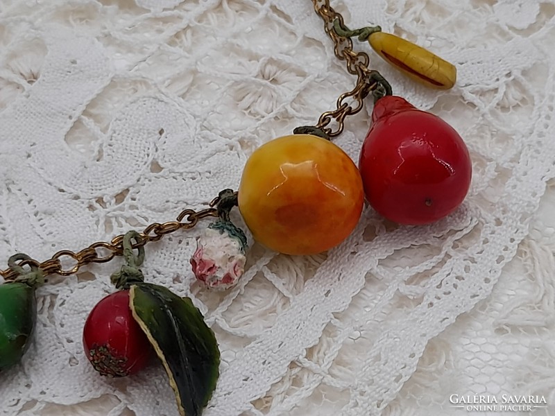 Vintage necklace with fruits, 38 cm