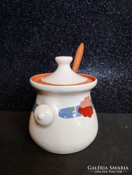 Ceramic honey cup with honey dripper